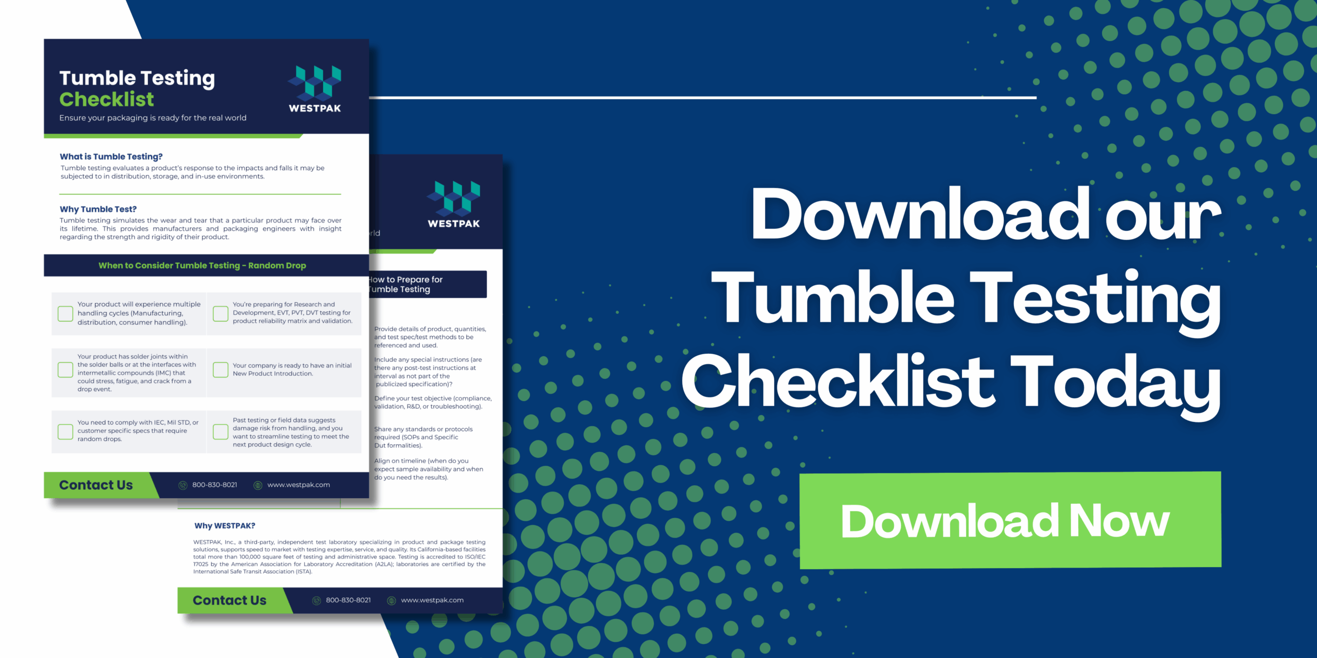 Tumble Testing Checklist